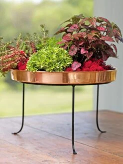 Large Round Copper Plant Tray, 14" 14 Large Round Copper Plant Tray, 14" -Garden Care 8593567 4636 tif