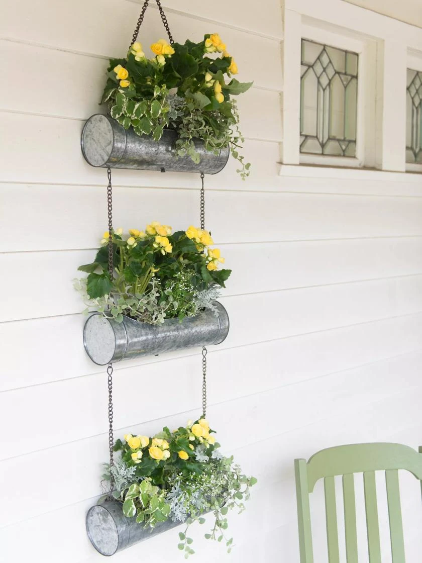 Galvanized Hanging Triple Planter 5 Galvanized Hanging Triple Planter - Image 3