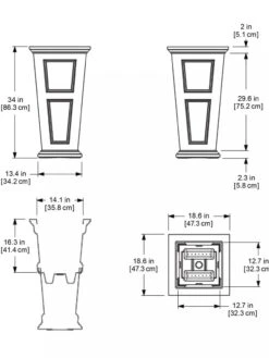 Fairfield Self-Watering Tall Patio Planters, 34” -Garden Care 8600109 11V tif