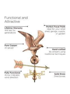 Eagle Cottage Copper Weathervane With Roof Mount -Garden Care 8600278 01v