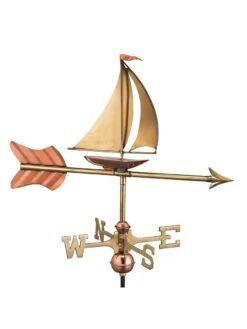 Sailboat Cottage Copper Weathervane With Roof Mount -Garden Care 8600347 02v sailboat cottage copper weathervane roof mount