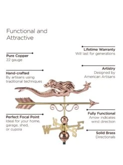 Little Mermaid Copper Weathervane -Garden Care 8600350 04v