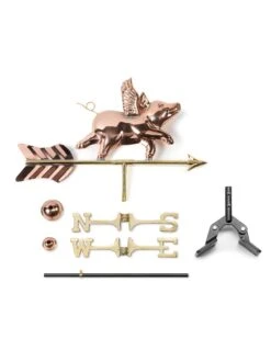 Flying Pig Cottage Copper Weathervane With Roof Mount -Garden Care 8600376 03v
