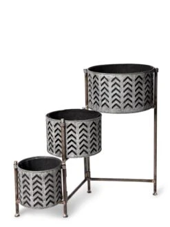 Galvanized Grow Bag Triple Planters With Stand -Garden Care 8609180 4812 tif