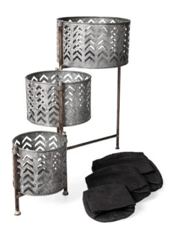Galvanized Grow Bag Triple Planters With Stand -Garden Care 8609180 4817 tif