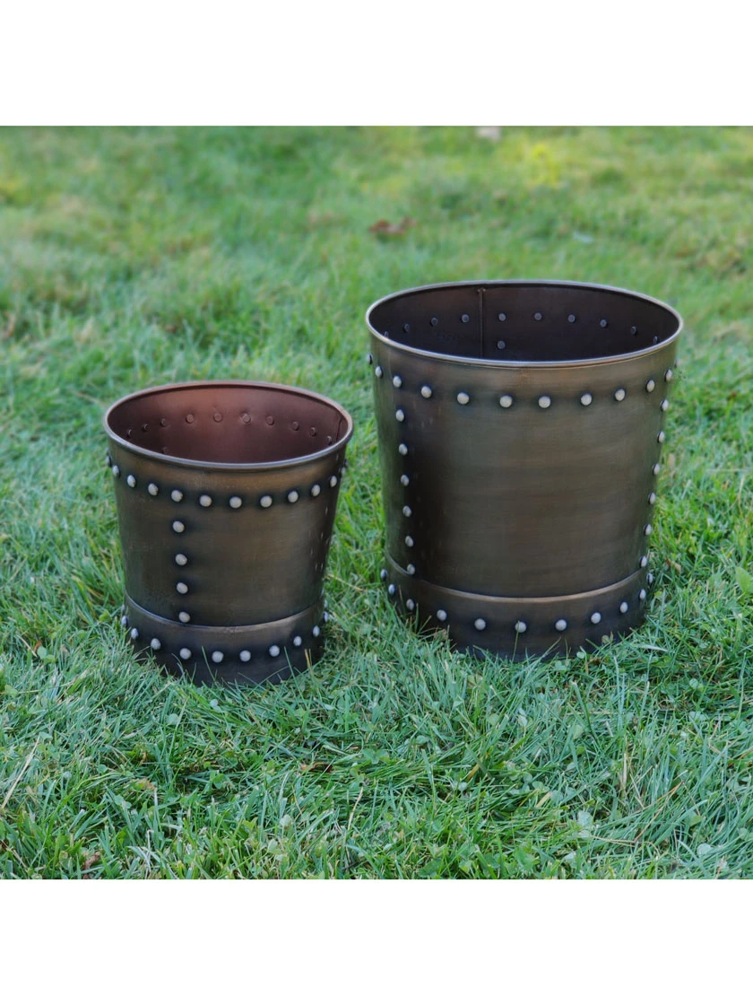 Riveted Planters, Set Of 2 8 Riveted Planters, Set Of 2 - Image 6