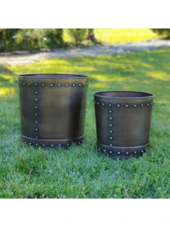 Riveted Planters, Set Of 2 12 Riveted Planters, Set Of 2 -Garden Care 8610081 01v