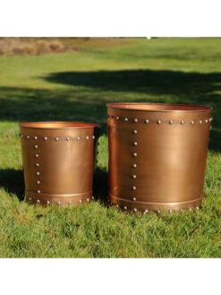 Riveted Planters, Set Of 2 14 Riveted Planters, Set Of 2 -Garden Care 8610081 03v