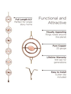 Stellar Copper Rain Chain, 8.5ft 7 Stellar Copper Rain Chain, 8.5ft -Garden Care 8610093 03v