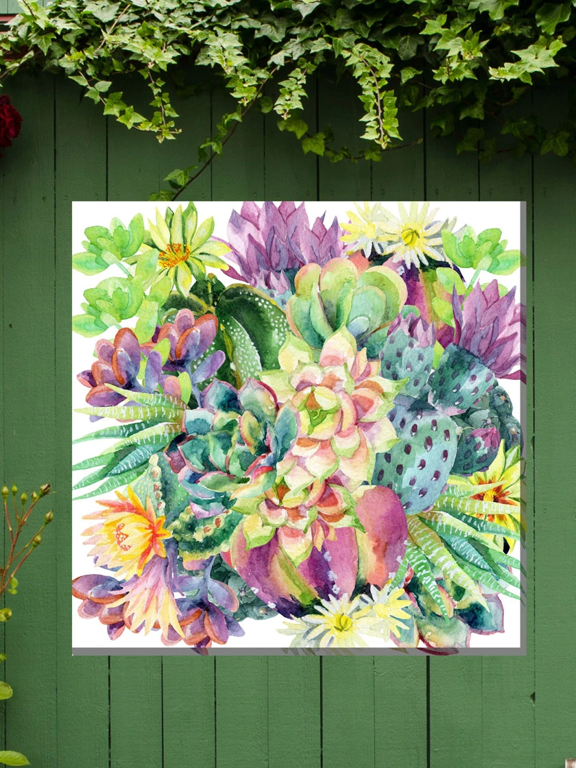 Succulent Blooms Outdoor Wall Art 3 Succulent Blooms Outdoor Wall Art