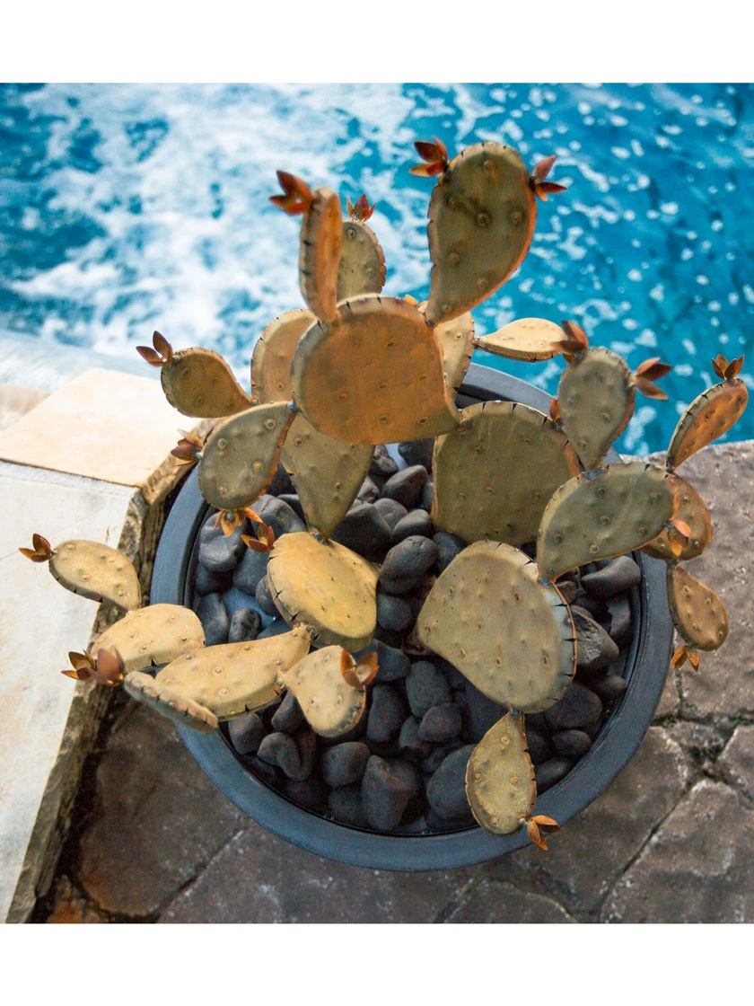 Desert Steel Prickly Pear Cactus Sculpture, Redondo 4 Desert Steel Prickly Pear Cactus Sculpture, Redondo - Image 2