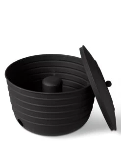 Matte Black Ribbed Hose Pot With Lid 9 Matte Black Ribbed Hose Pot With Lid -Garden Care 8611991 5868 tif