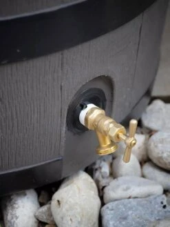 Round Rain Barrel With Planter, 35 Gallons -Garden Care 8612856BK 10V tif