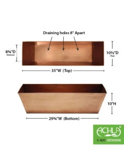 Achla Designs Plain Copper Plated Flower Box, Large -Garden Care 8612915 03v