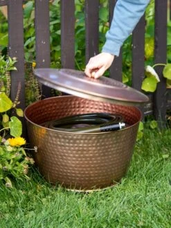 Hammered Copper Hose Pot With Lid 14 Hammered Copper Hose Pot With Lid -Garden Care 8613311 0010