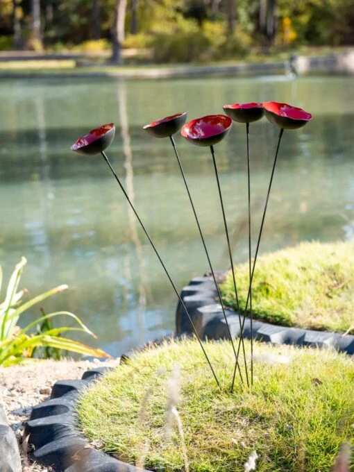 Red Poppy Sways, Set Of 5 -Garden Care 8613343 2 red poppy sways set of 5